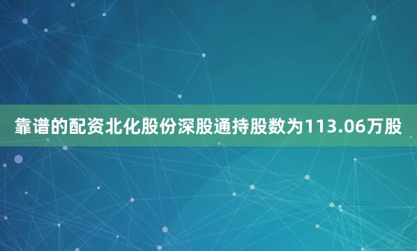 靠谱的配资北化股份深股通持股数为113.06万股