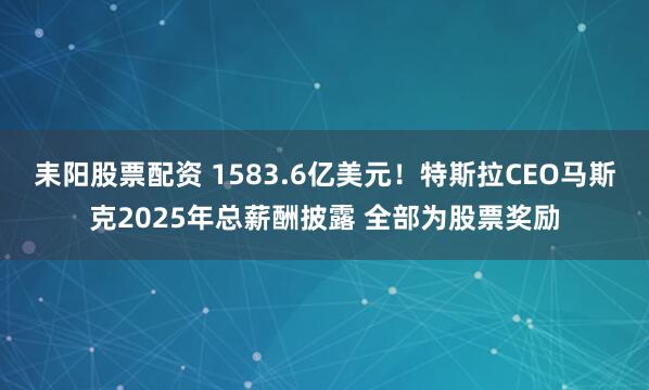 耒阳股票配资 1583.6亿美元！特斯拉CEO马斯克2025年总薪酬披露 全部为股票奖励